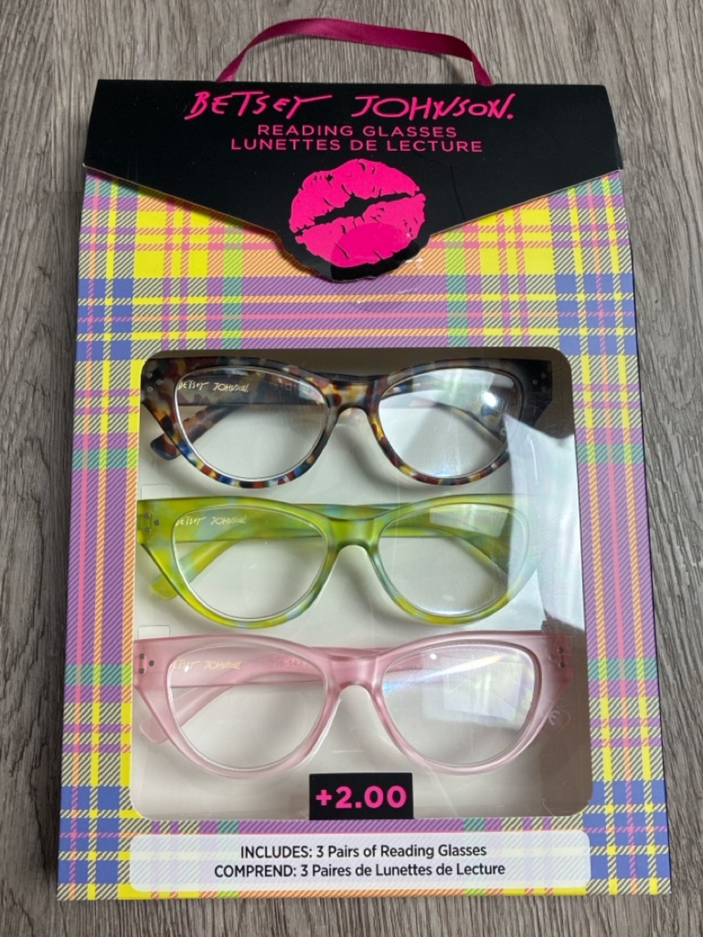 Betsey Johnson Reading Glasses 3-Pack +2.00 Bold Fashion Frames Collection